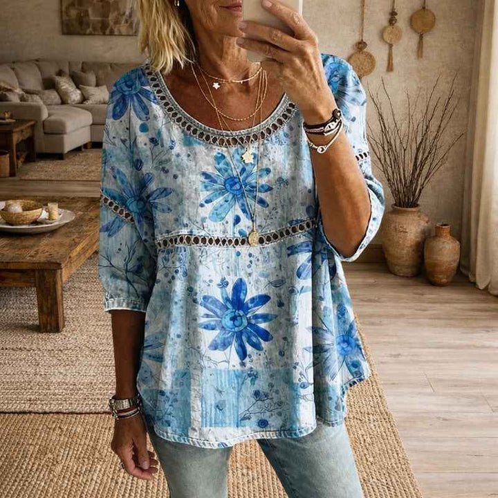 Women's Loose Fit Floral Print Top