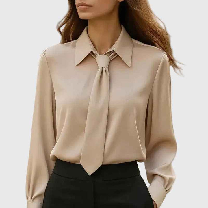 Women's Office Blouse with Front Tie Design