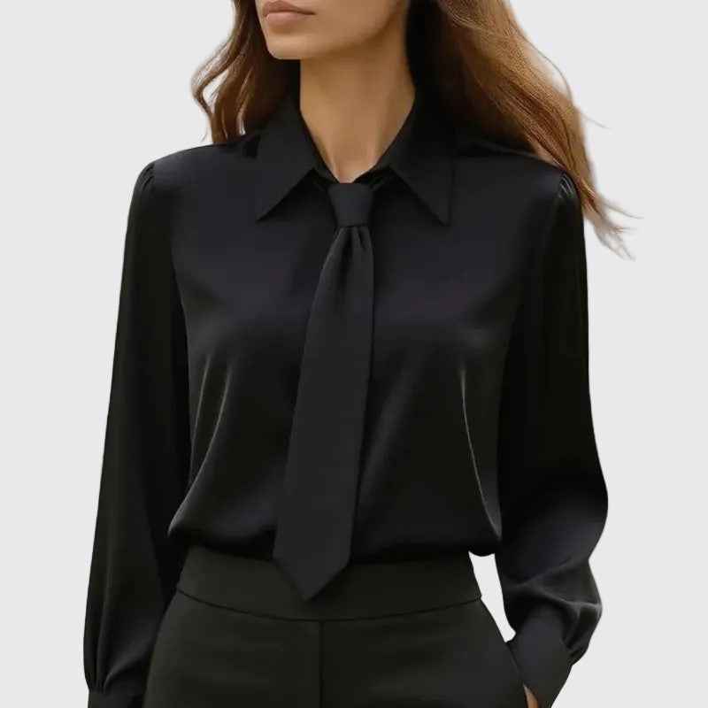 Women's Office Blouse with Front Tie Design