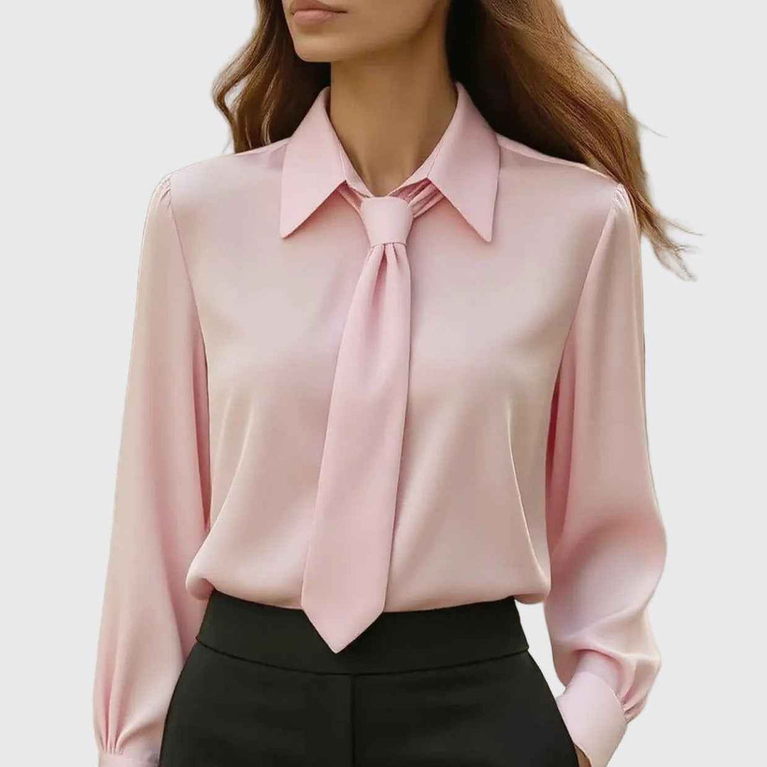 Women's Office Blouse with Front Tie Design