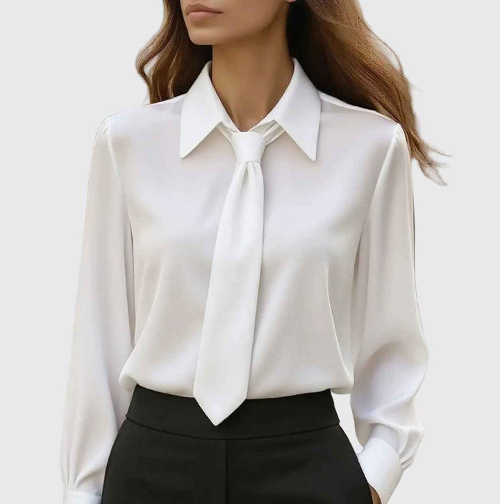 Women's Office Blouse with Front Tie Design