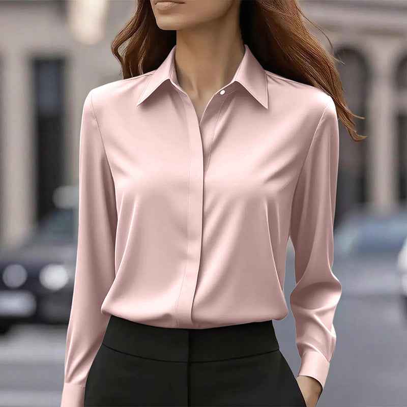 Women's Office Blouse with Turn-Down Collar
