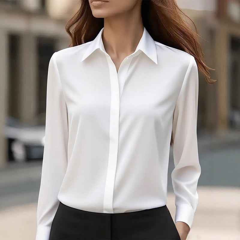 Women's Office Blouse with Turn-Down Collar
