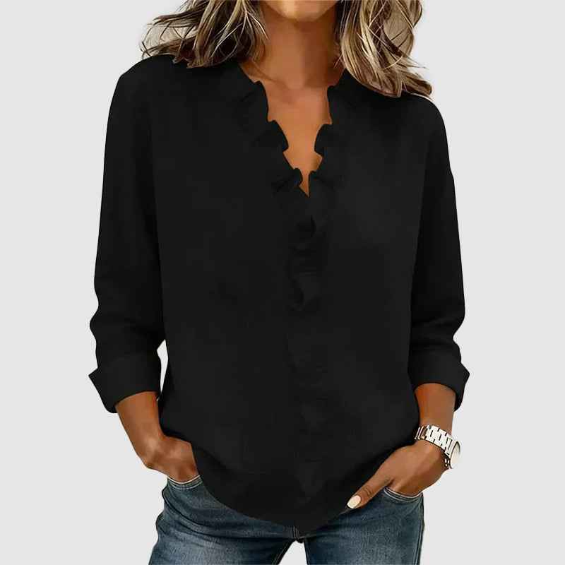 Women's Ruffle Front V-Neck Blouse