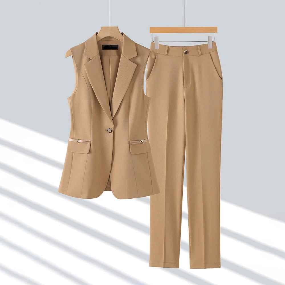 Women's Sleeveless Blazer and Pants Set