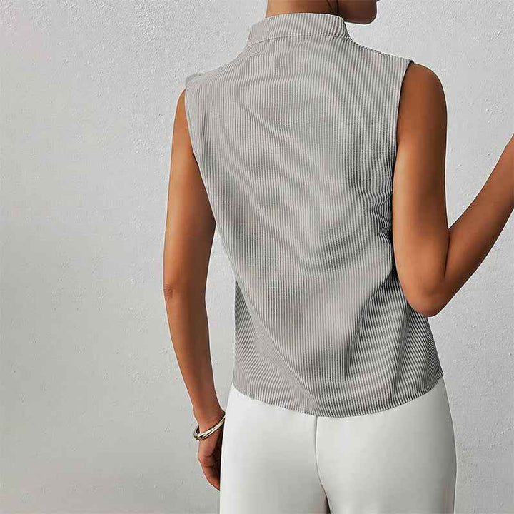 Women's Sleeveless Striped V-Neck Blouse