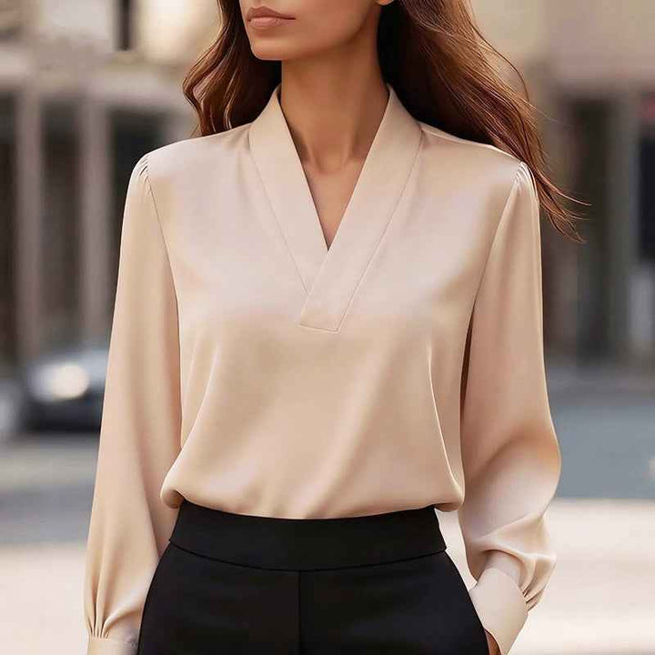 Women's V-Neck Satin Blouse
