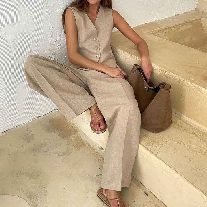 Women's Vest and Wide-Leg Pants Set