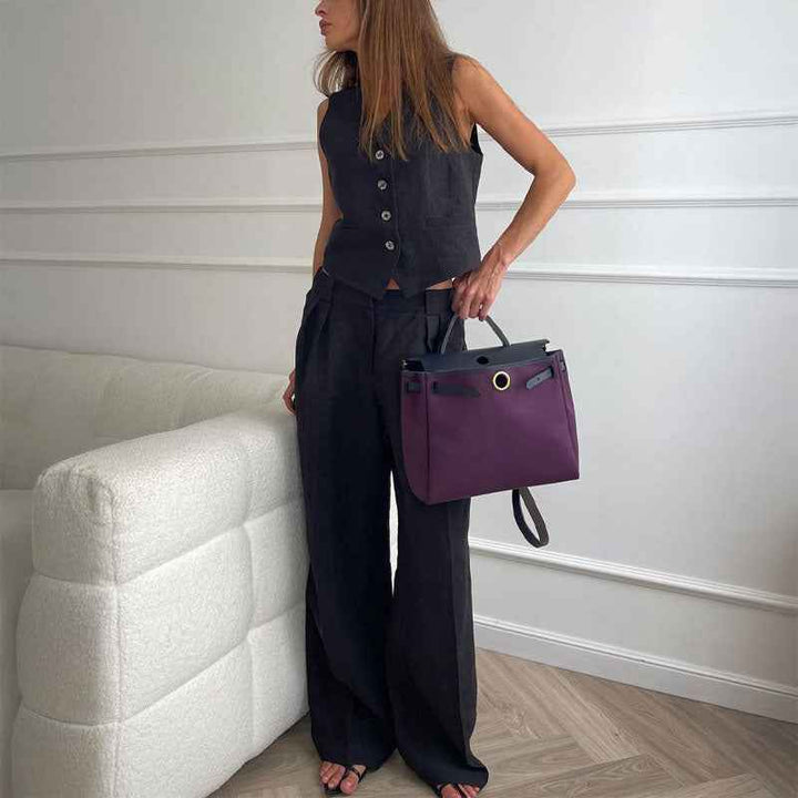 Women's Vest and Wide-Leg Pants Set
