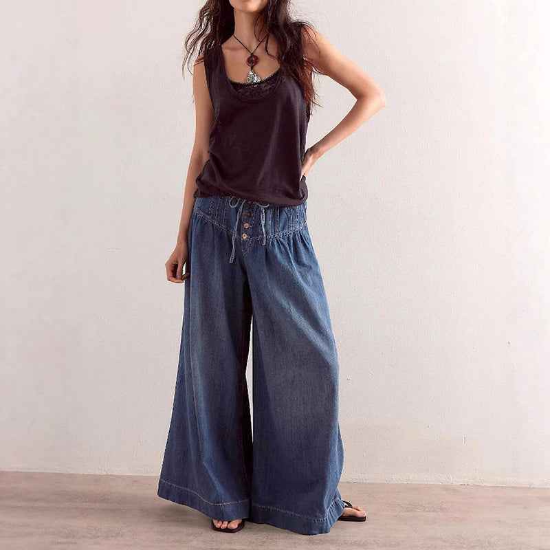 Women's Wide-Leg Chambray Denim Jeans