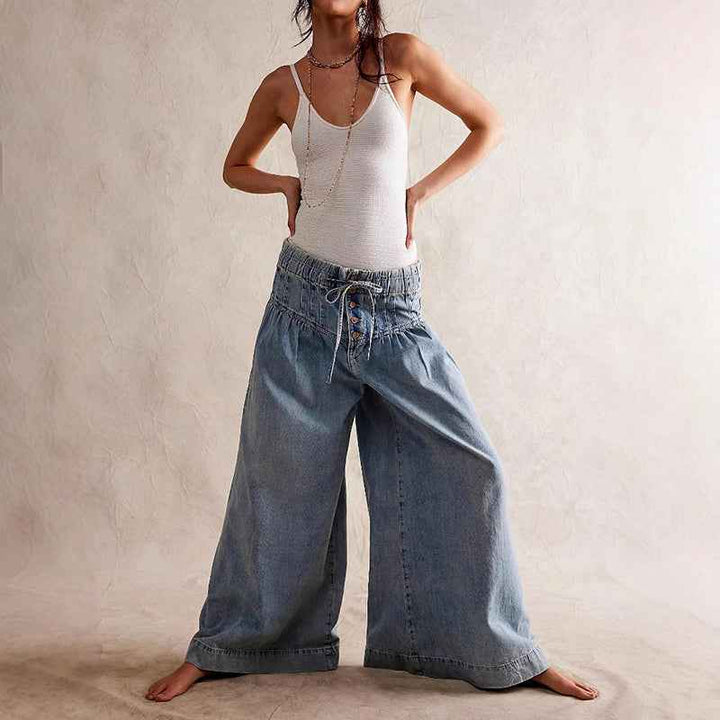 Women's Wide-Leg Chambray Denim Jeans