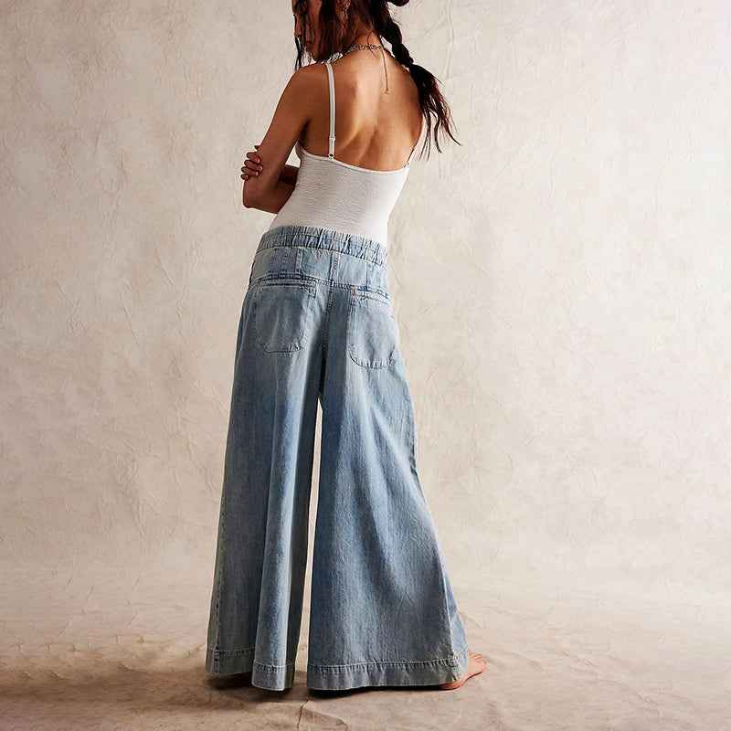 Women's Wide-Leg Chambray Denim Jeans