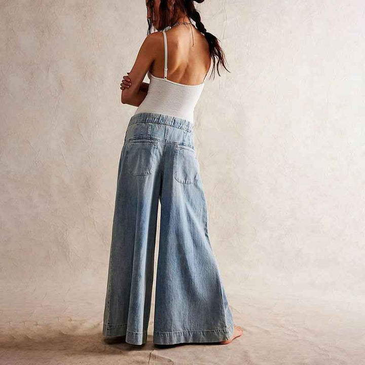 Women's Wide-Leg Chambray Denim Jeans