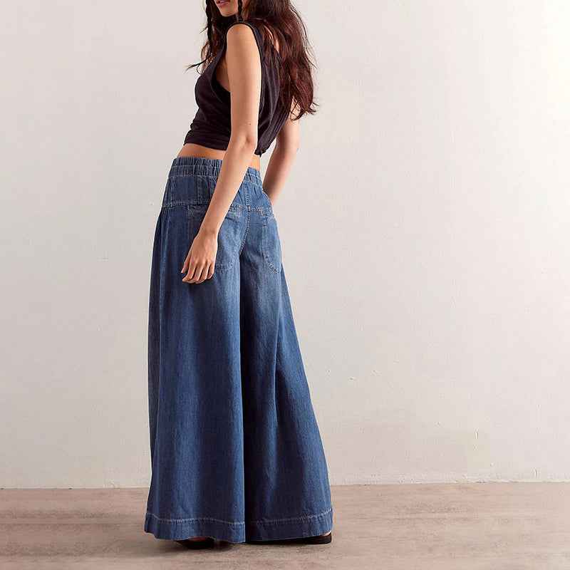 Women's Wide-Leg Chambray Denim Jeans