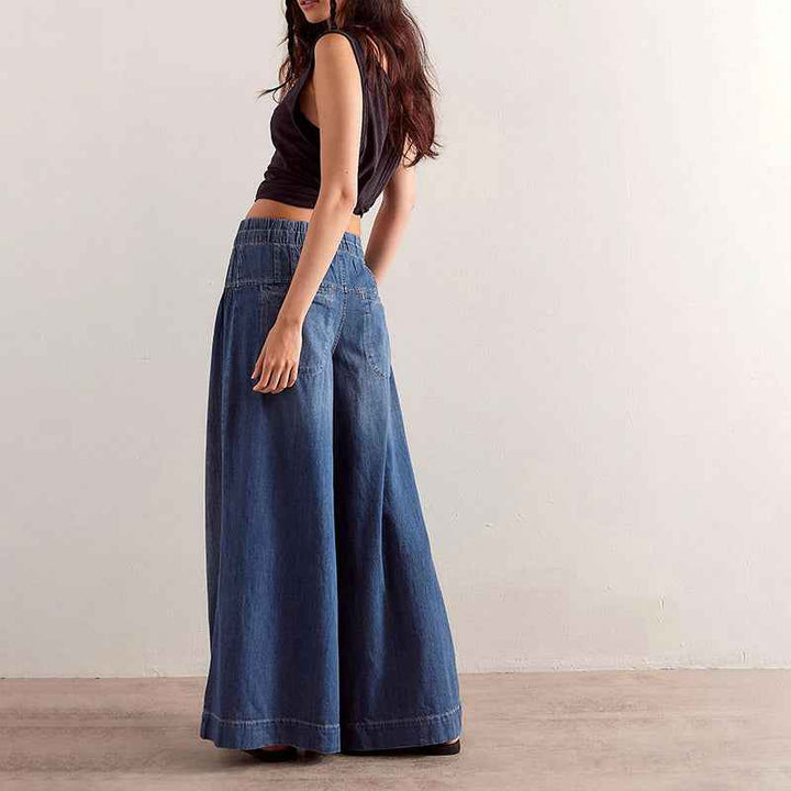 Women's Wide-Leg Chambray Denim Jeans