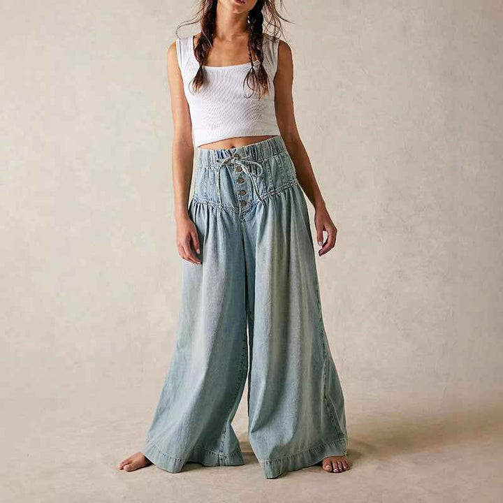 Women's Wide-Leg Chambray Denim Jeans