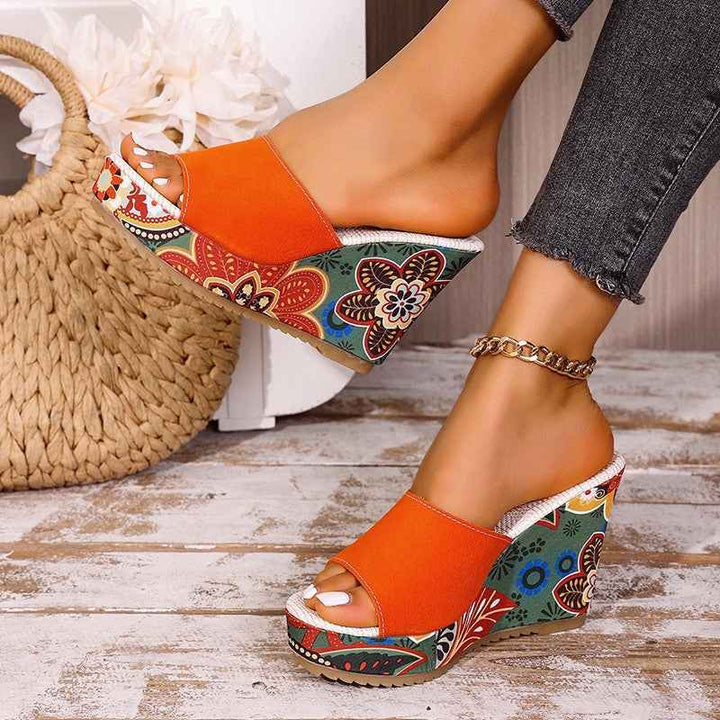 Women's Velvet Boho Wedge Sandals