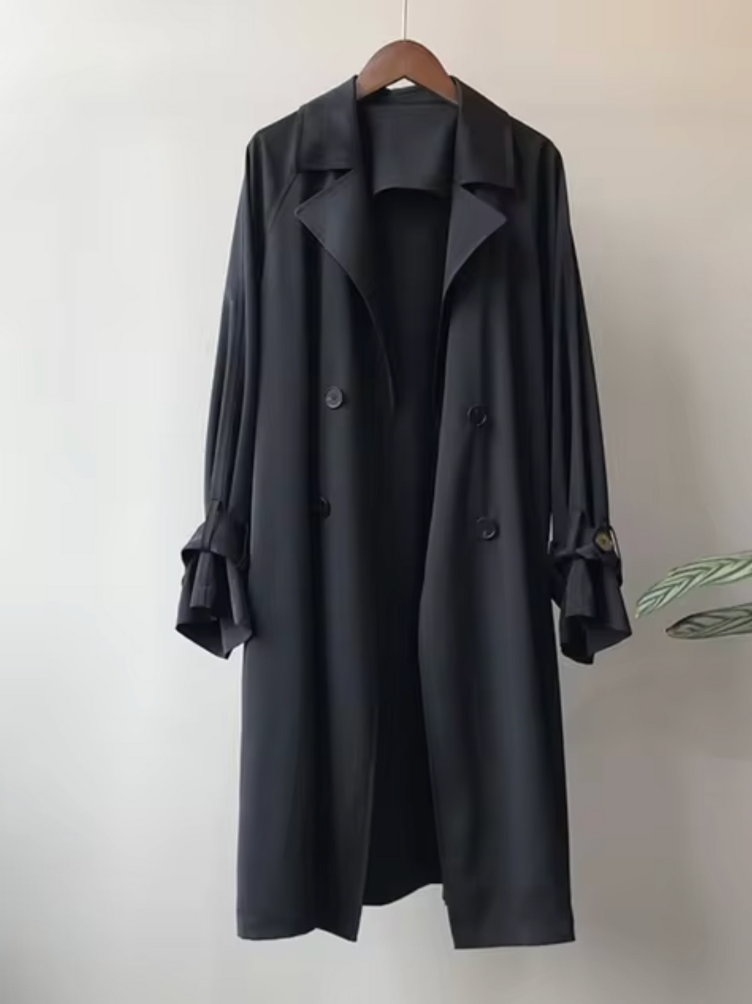 Classic Long Trench Coat for Women | Timeless Style & Comfort Black