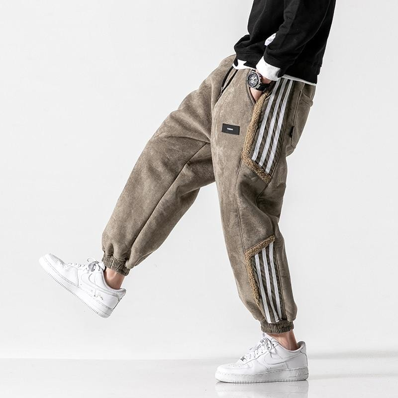 Men's Casual Fleece-Lined Relaxed Fit Joggers for Trendy Streetwear