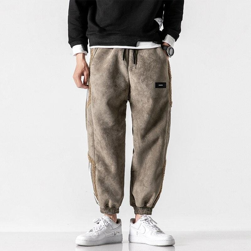 Men's Casual Fleece-Lined Relaxed Fit Joggers for Trendy Streetwear