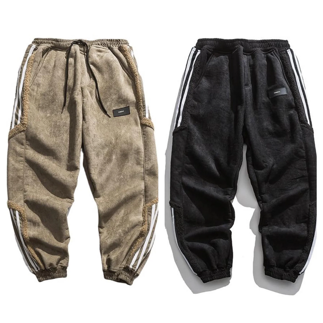 Men's Casual Fleece-Lined Relaxed Fit Joggers for Trendy Streetwear