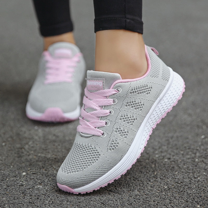 Comfortable Orthopedic Casual Shoes for Women with Wide Feet GrayPink