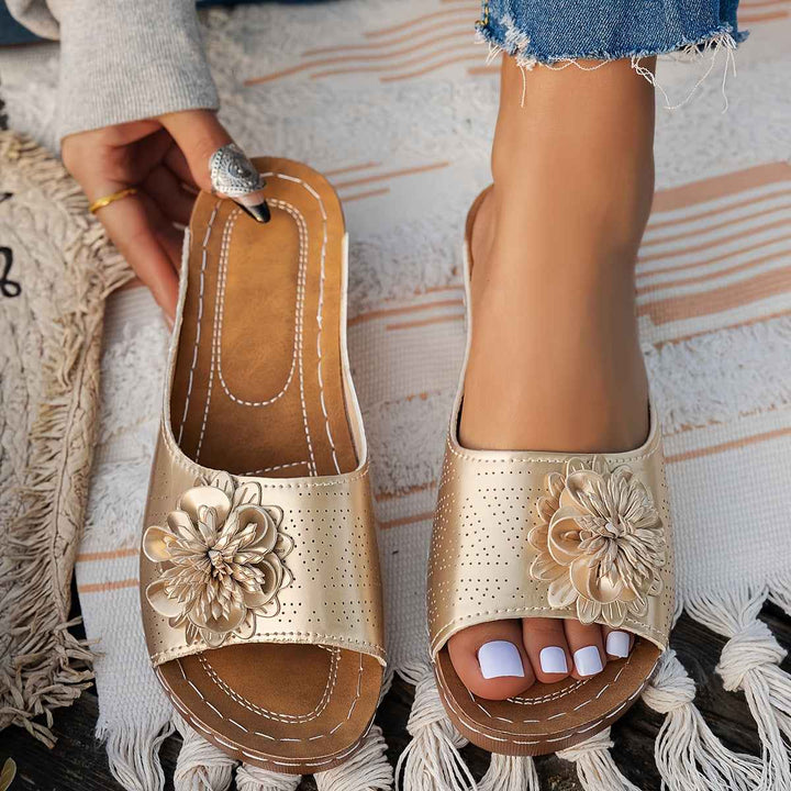 Comfortable Women's Slide Sandals with Orthopedic Support Gold