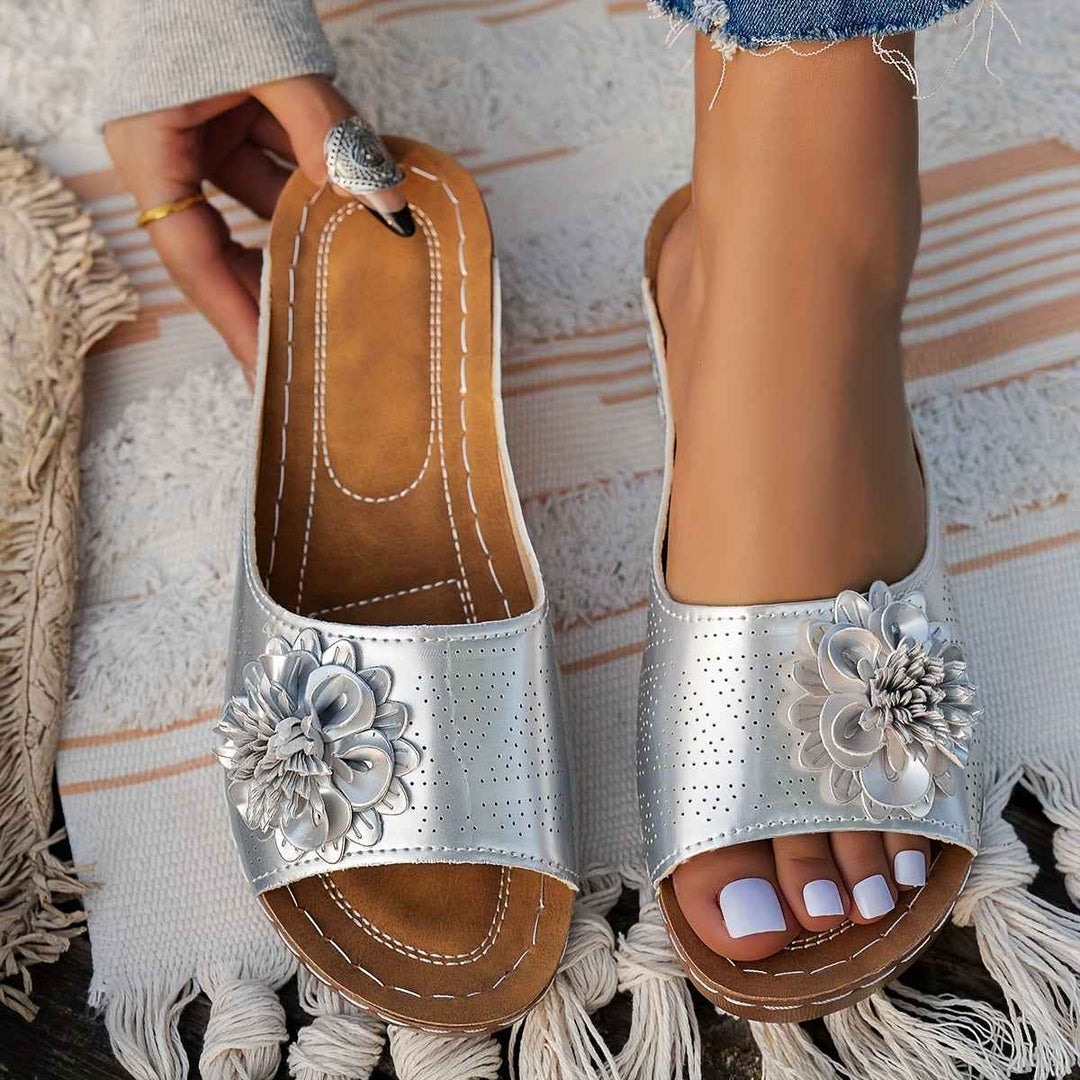 Comfortable Women's Slide Sandals with Orthopedic Support Silver
