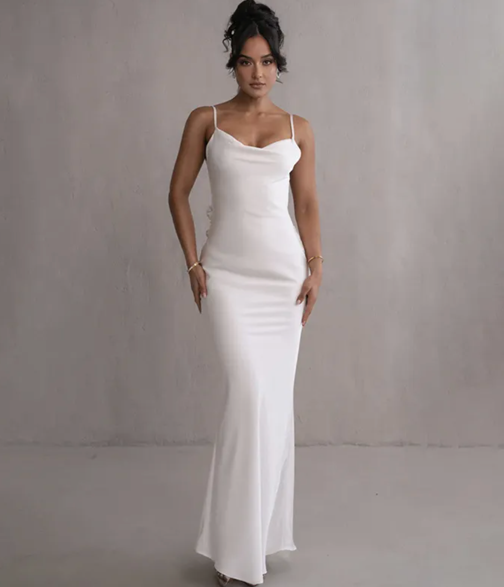 Concetta | Women's Elegant Maxi Dress with Open Back & Cowl Neck