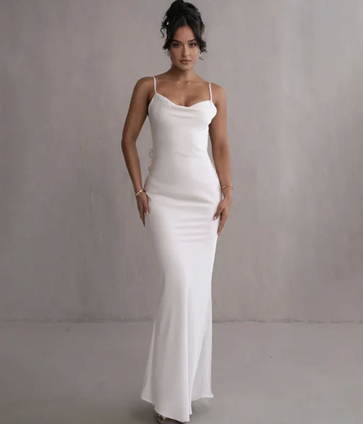 Concetta | Women's Elegant Maxi Dress with Open Back & Cowl Neck