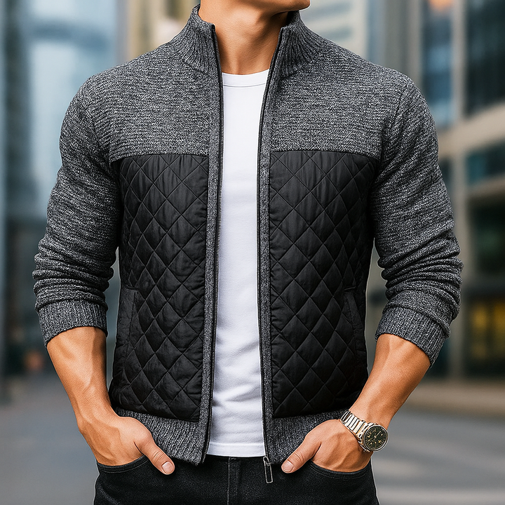 Cotton Knitted Jacket for Men Dark Grey