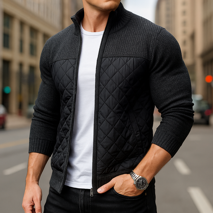 Cotton Knitted Jacket for Men Black