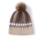 Women's Cable Knit Beanie Winter Essential Knitwear Collection Khaki