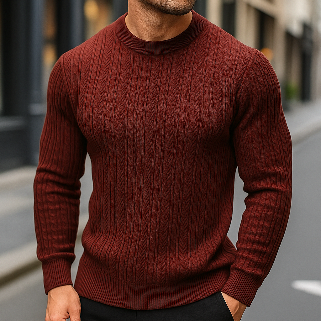 Cozy Handcrafted Knitted Wool Sweater for Ultimate Warmth Spice Red