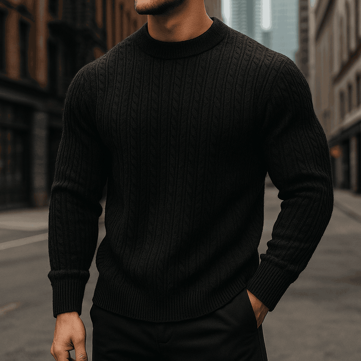 Cozy Handcrafted Knitted Wool Sweater for Ultimate Warmth Black
