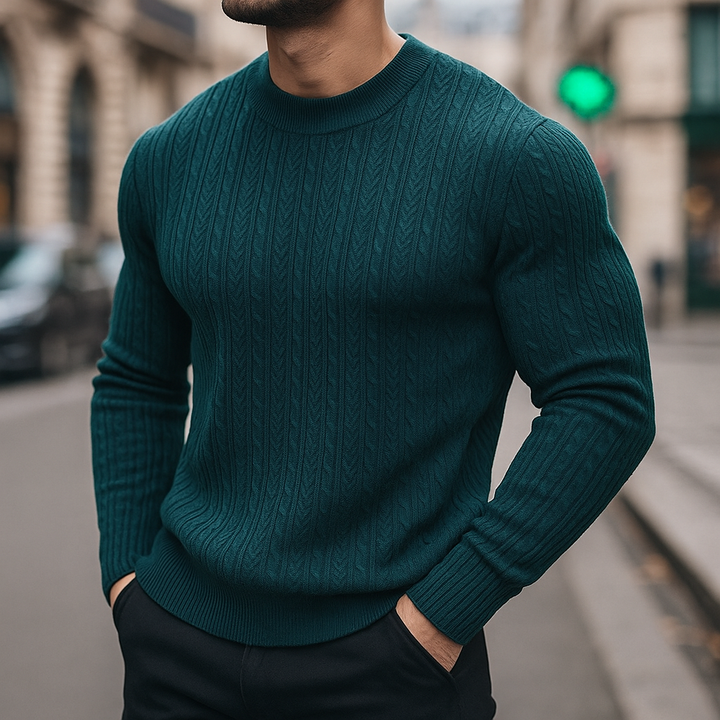 Cozy Handcrafted Knitted Wool Sweater for Ultimate Warmth Peacock Green