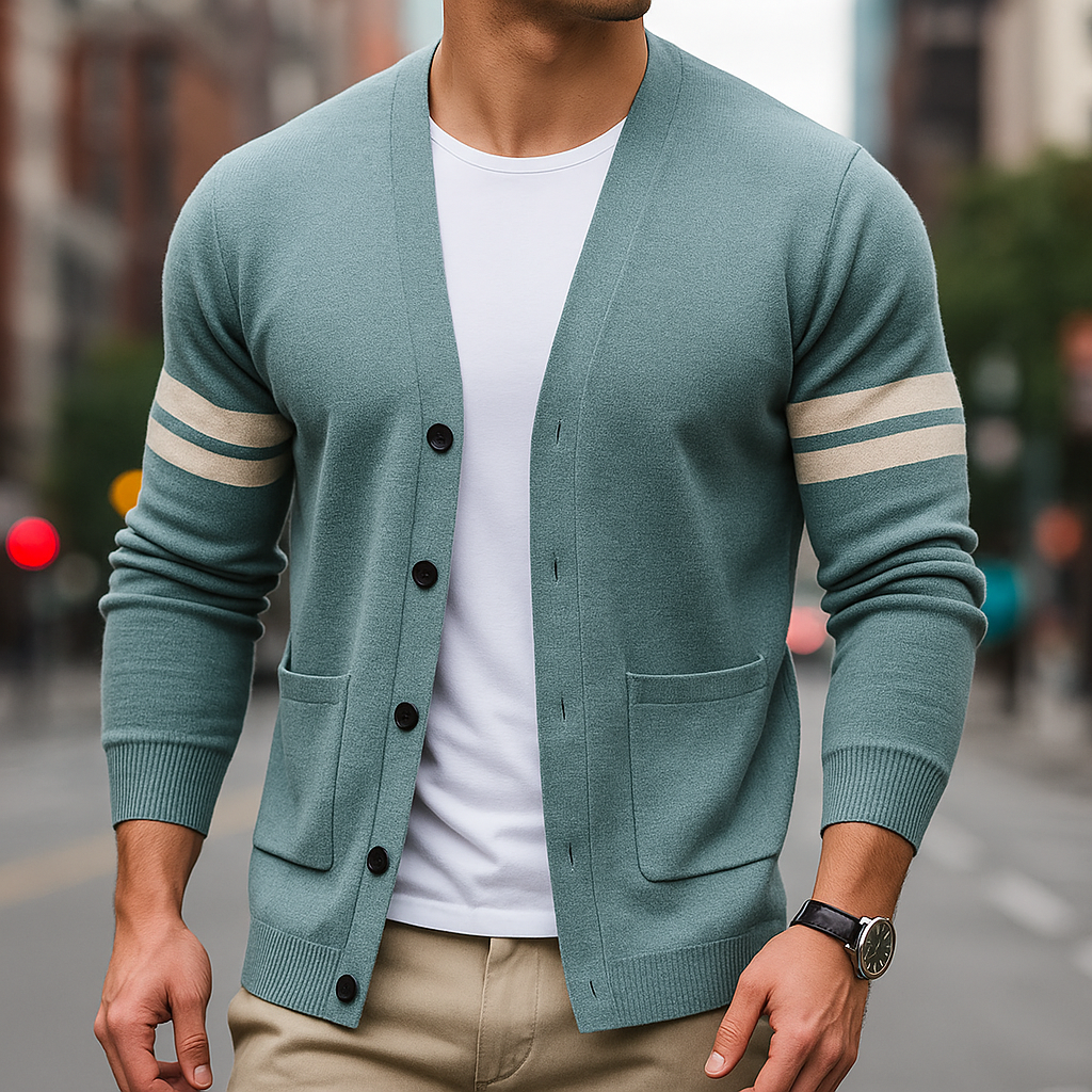 Cozy Knit Cardigan for Men Teal