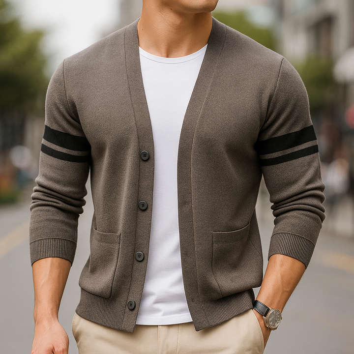 Cozy Knit Cardigan for Men Brown