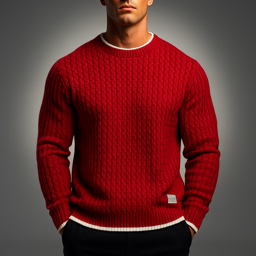 Cozy Knit Sweater for Men Red
