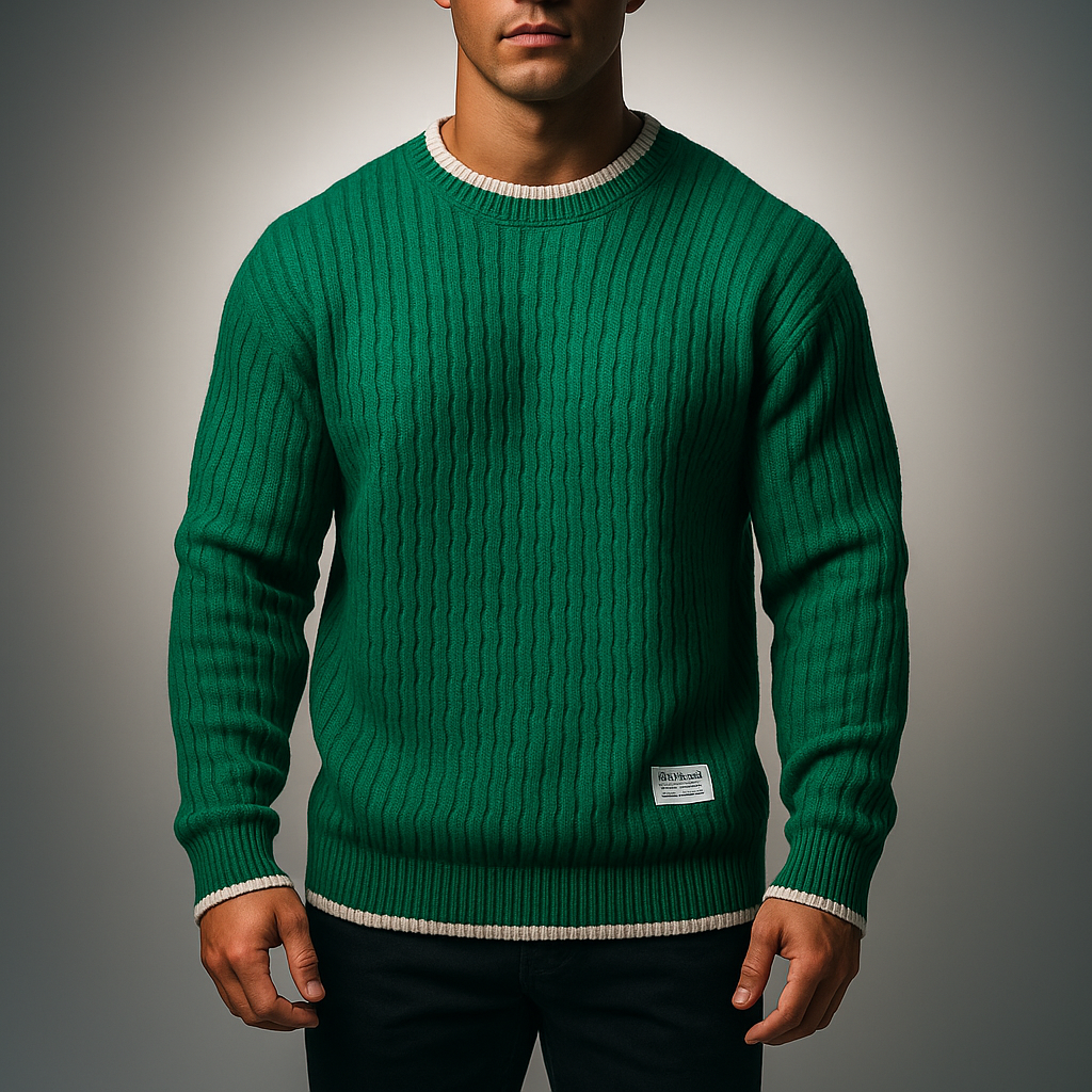 Cozy Knit Sweater for Men Green