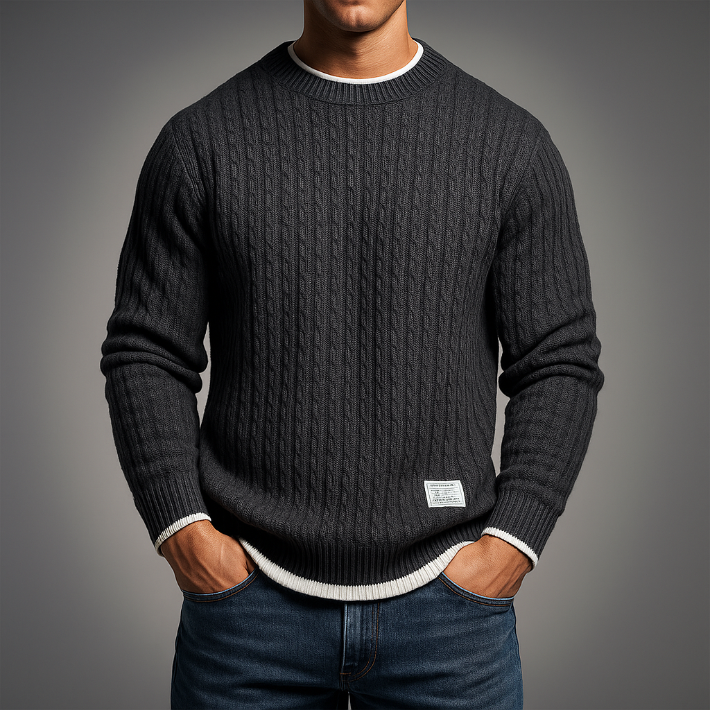 Cozy Knit Sweater for Men Gray