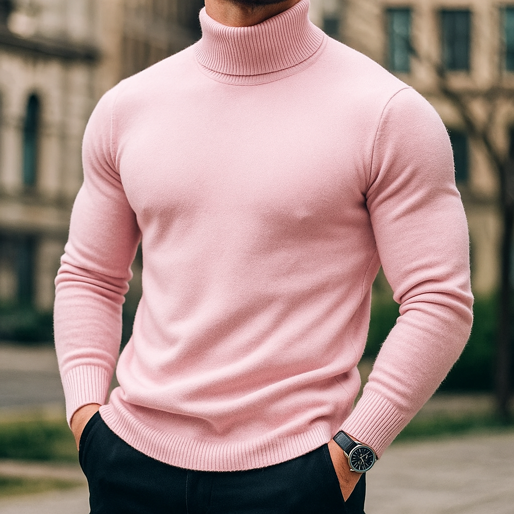 Cozy Knit Turtleneck Sweater -Soft, Warm, Stylish Pink