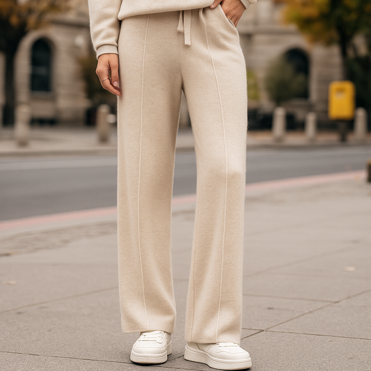 Men's Winter Knit Blend Relaxed Fit Flexible Lounge Pants Beige