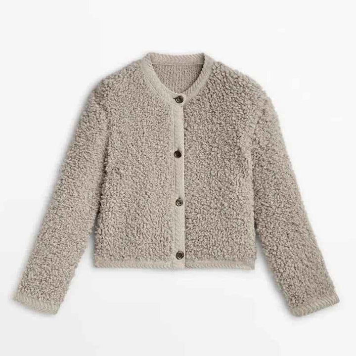 Cozy Women's Teddy Coat - Modern and Comfortable Khaki