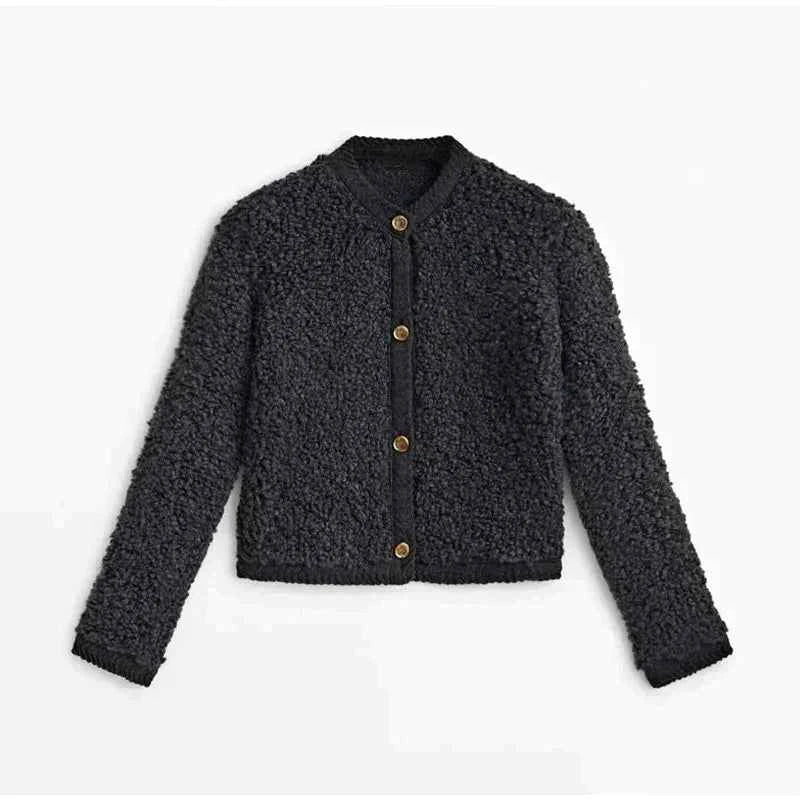Cozy Women's Teddy Coat - Modern and Comfortable Black