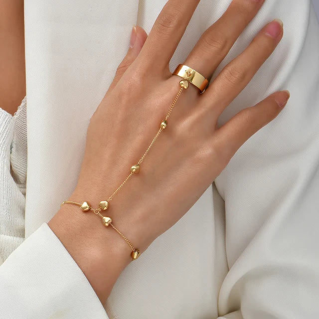 Elicia | Women's Gold Bracelet with Ring - Elegant Adjustable Design 8