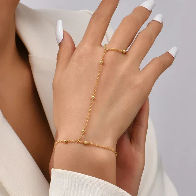 Elicia | Women's Gold Bracelet with Ring - Elegant Adjustable Design 6