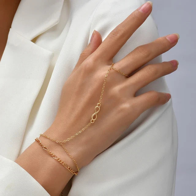 Elicia | Women's Gold Bracelet with Ring - Elegant Adjustable Design 7