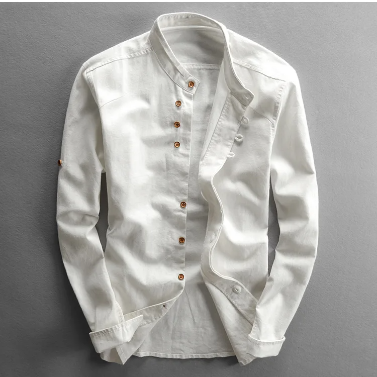 Men's Cotton-Linen Casual Shirt White