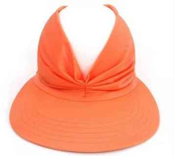 Cross-Border New Anti-Ultraviolet Sun Visor Outdoor Fashion Trend Empty Top Hat European And American Style Creative Big Brim Hat Orange Cap circumference 56 65cm